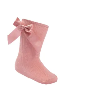 Rose Pink Bow Knee High Socks