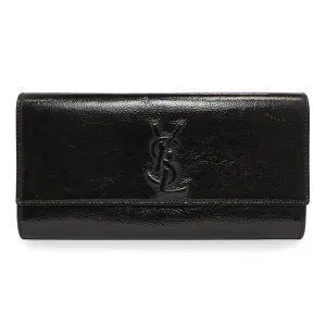 Saint Laurent Black Textured Patent Monogram Small Belle De Jour Clutch
