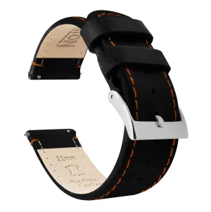 Samsung Galaxy Watch Active Black Leather Orange Stitching Watch Band