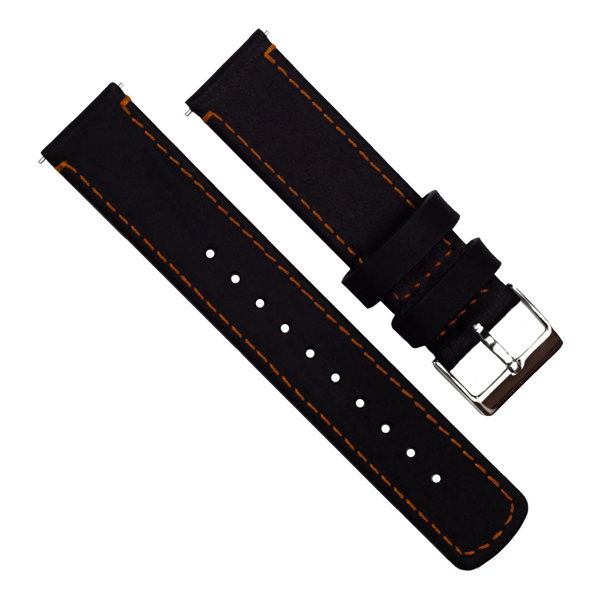 Samsung Galaxy Watch Active Black Leather Orange Stitching Watch Band