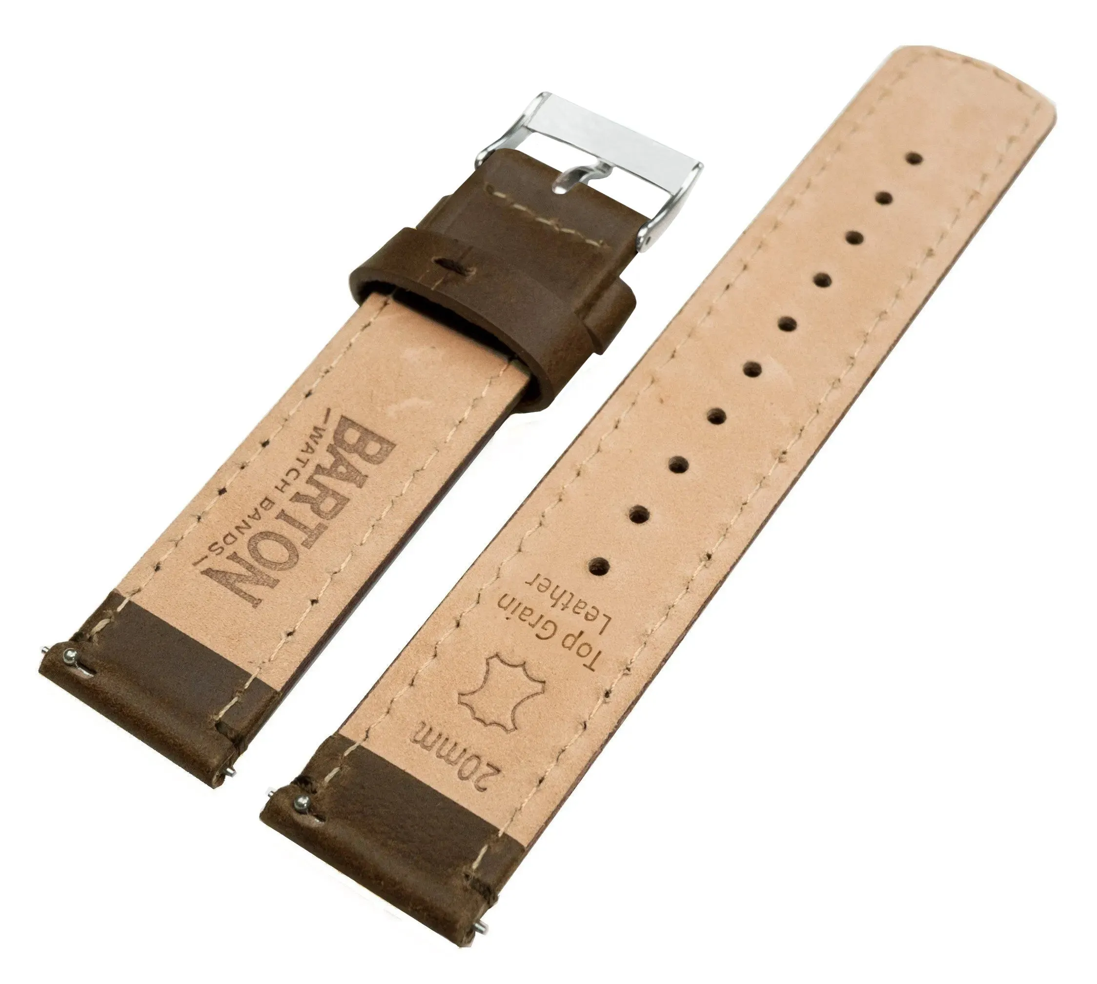 Samsung Galaxy Watch4 Saddle Brown Leather Stitching Watch Band