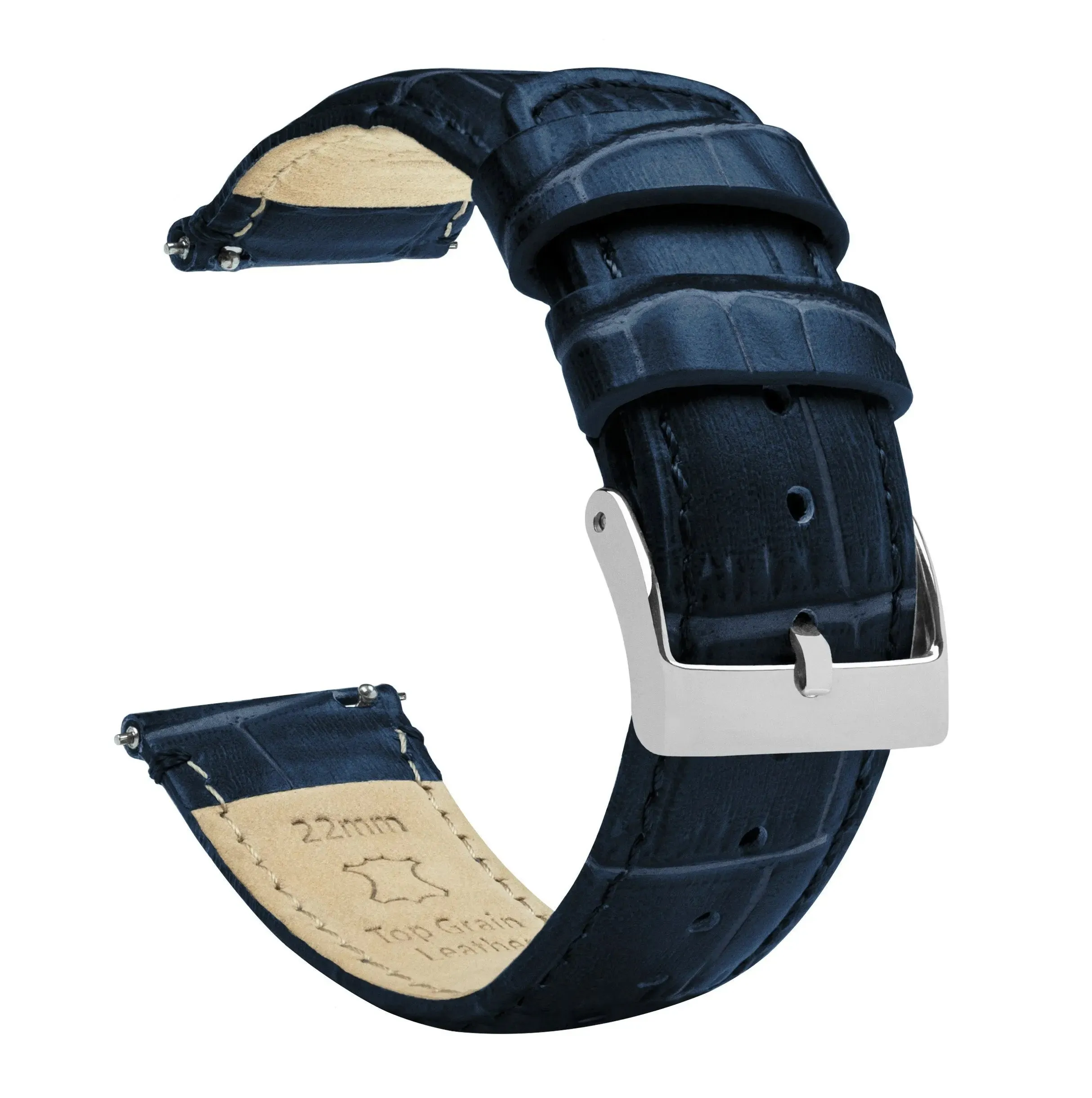 Samsung Galaxy Watch5 Navy Blue Alligator Grain Leather Watch Band