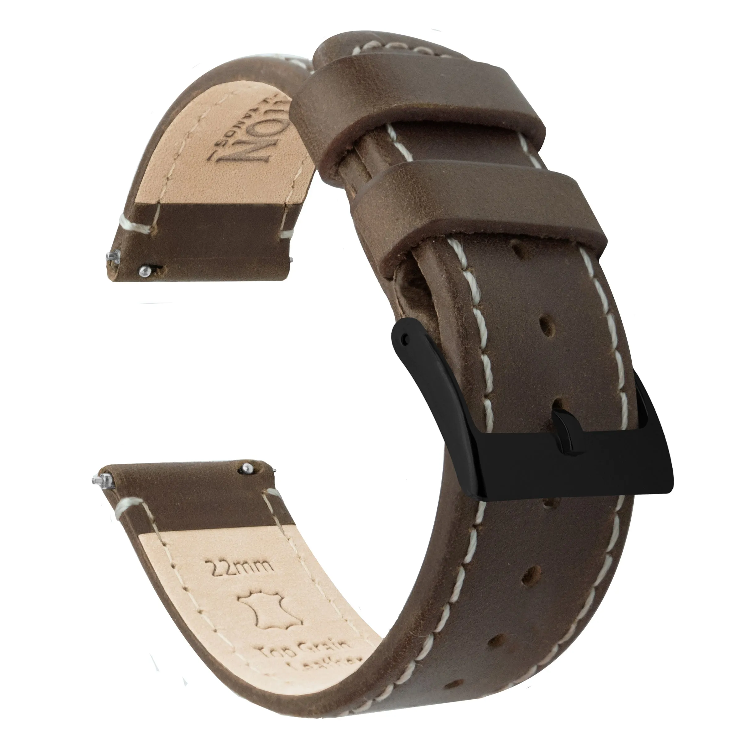 Samsung Galaxy Watch5 Saddle Brown Leather Linen White Stitching Watch Band
