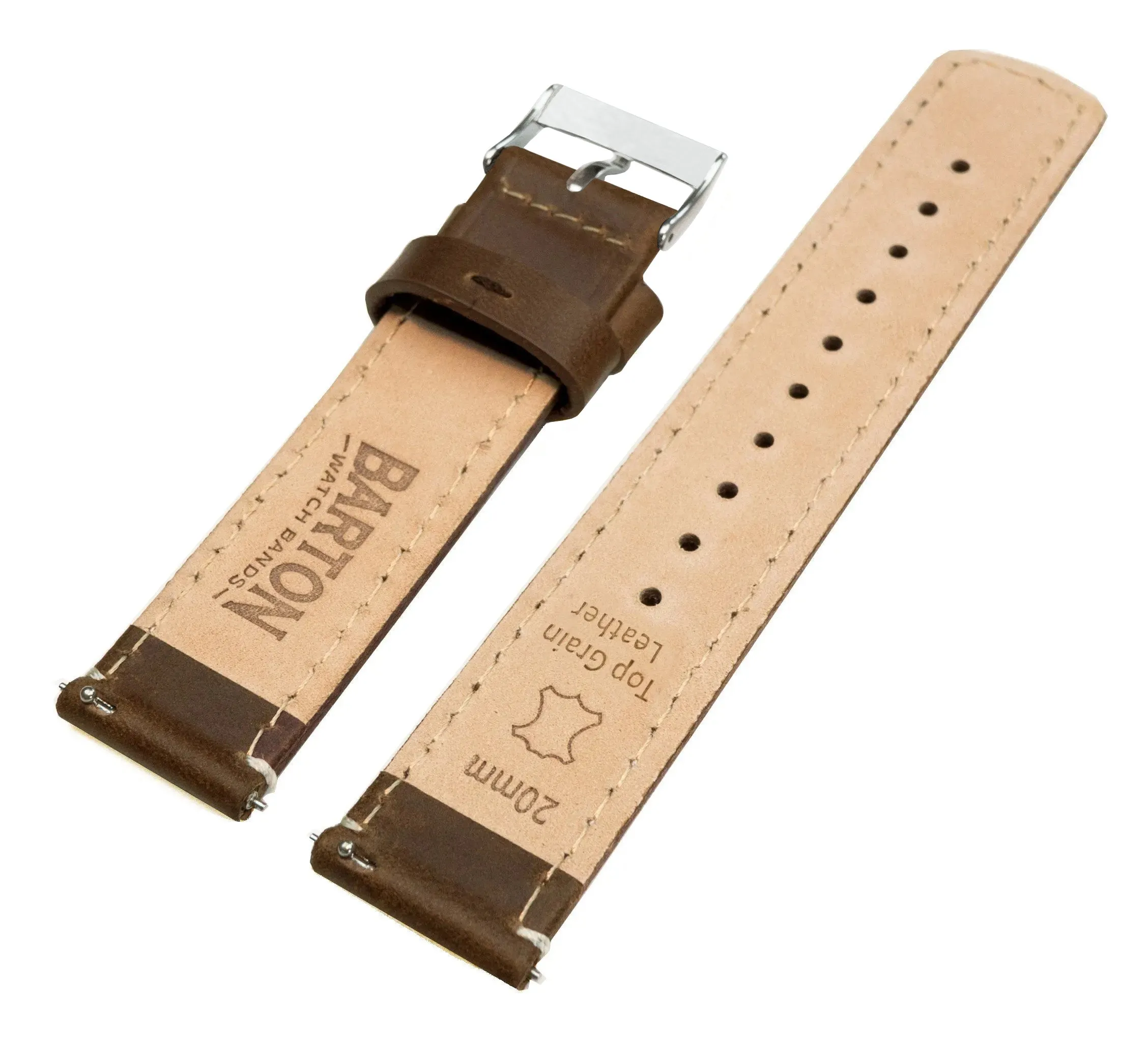 Samsung Galaxy Watch5 Saddle Brown Leather Linen White Stitching Watch Band