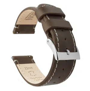 Samsung Galaxy Watch5 Saddle Brown Leather Linen White Stitching Watch Band