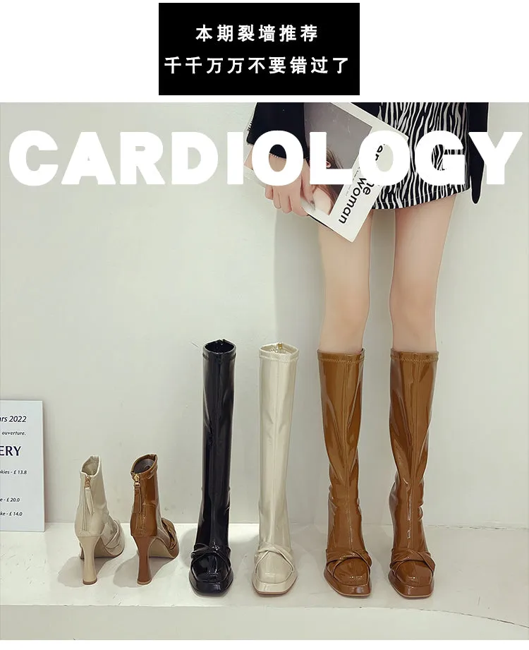 Selene-231 Patent Leather Heel Boots
