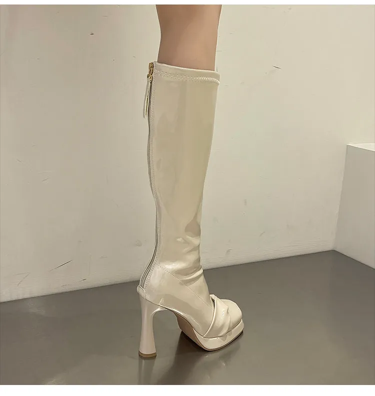 Selene-231 Patent Leather Heel Boots