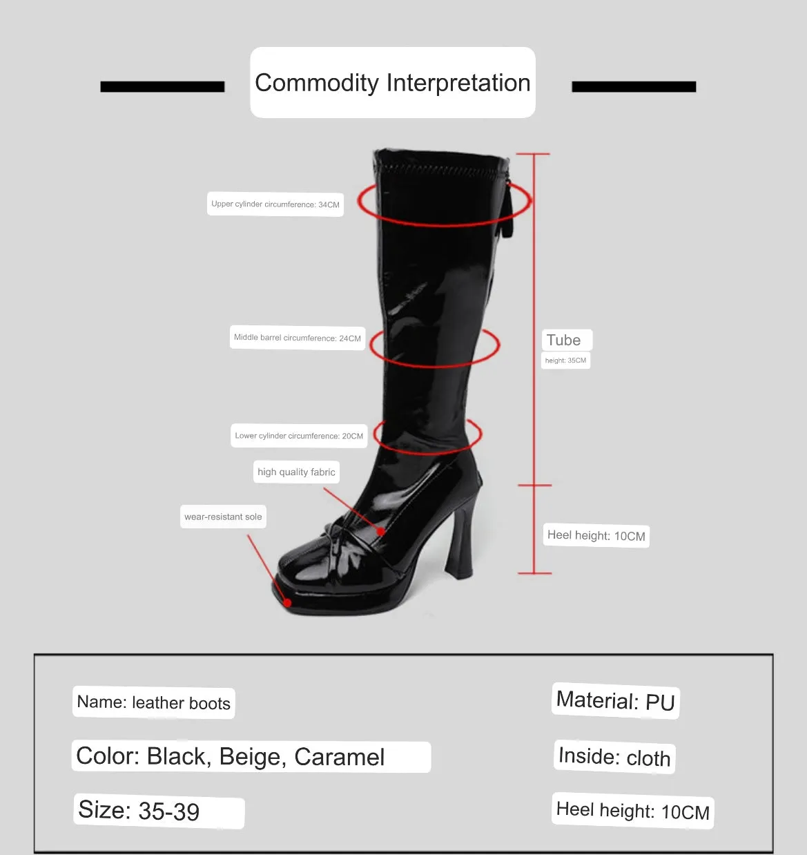 Selene-231 Patent Leather Heel Boots