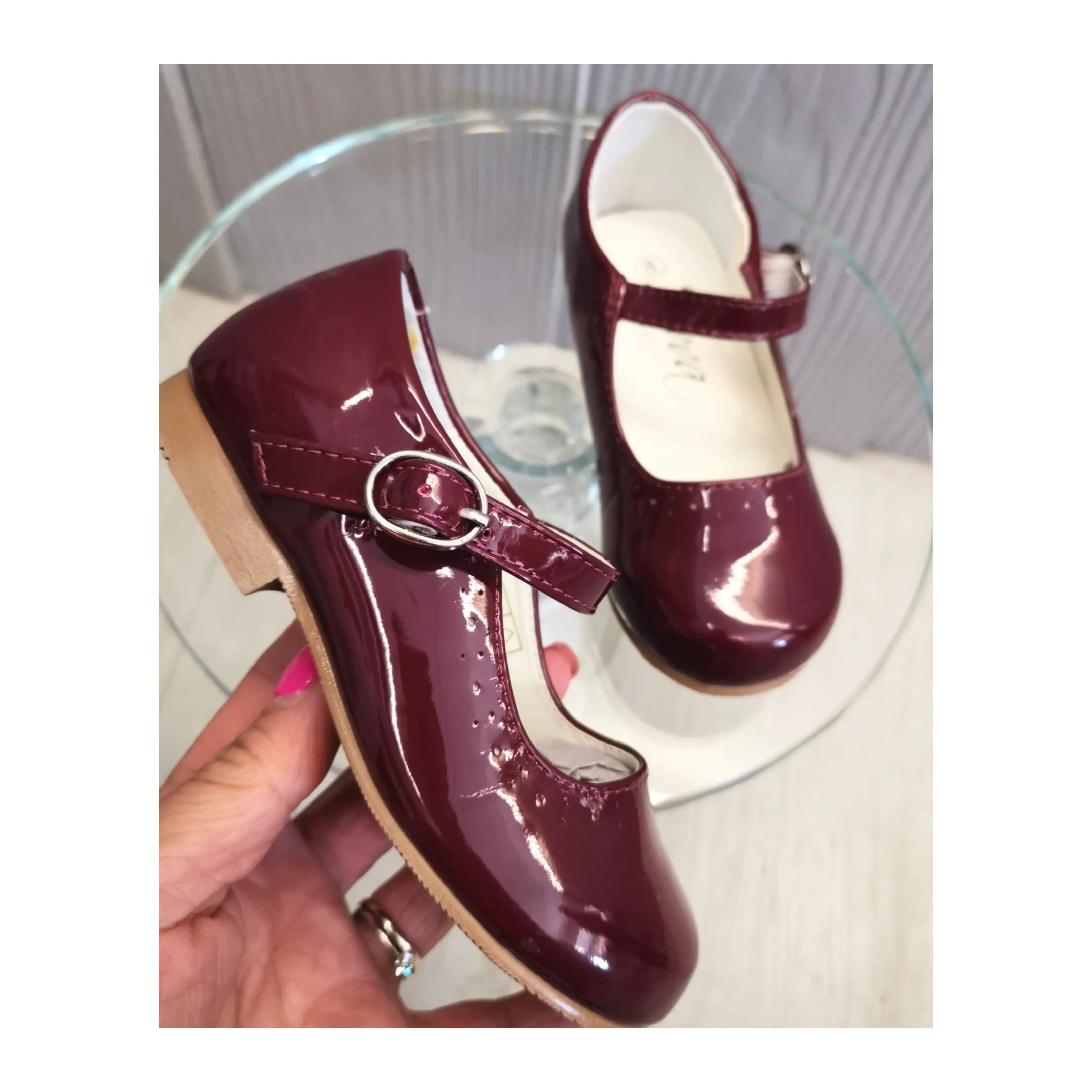 Sevva Burgandy Abbey patent shoe