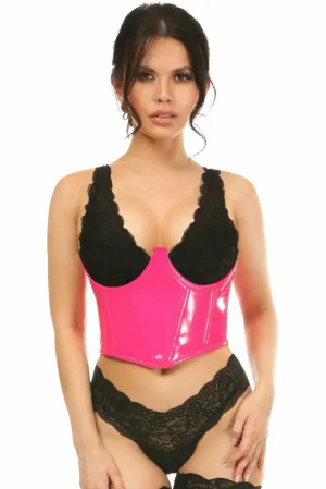 Sexy Neon Pink Patent Open Cup Underwire Waist Cincher