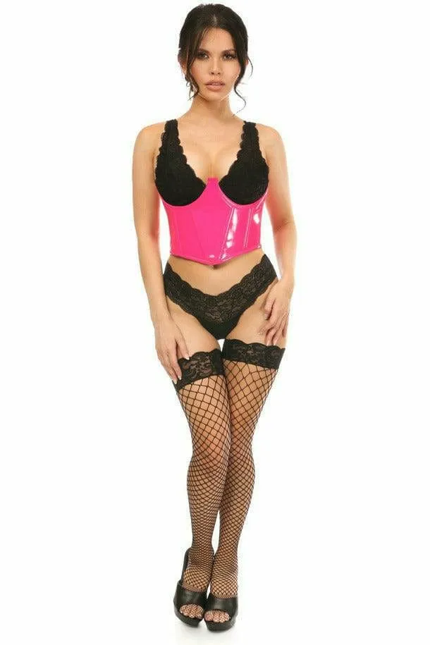 Sexy Neon Pink Patent Open Cup Underwire Waist Cincher