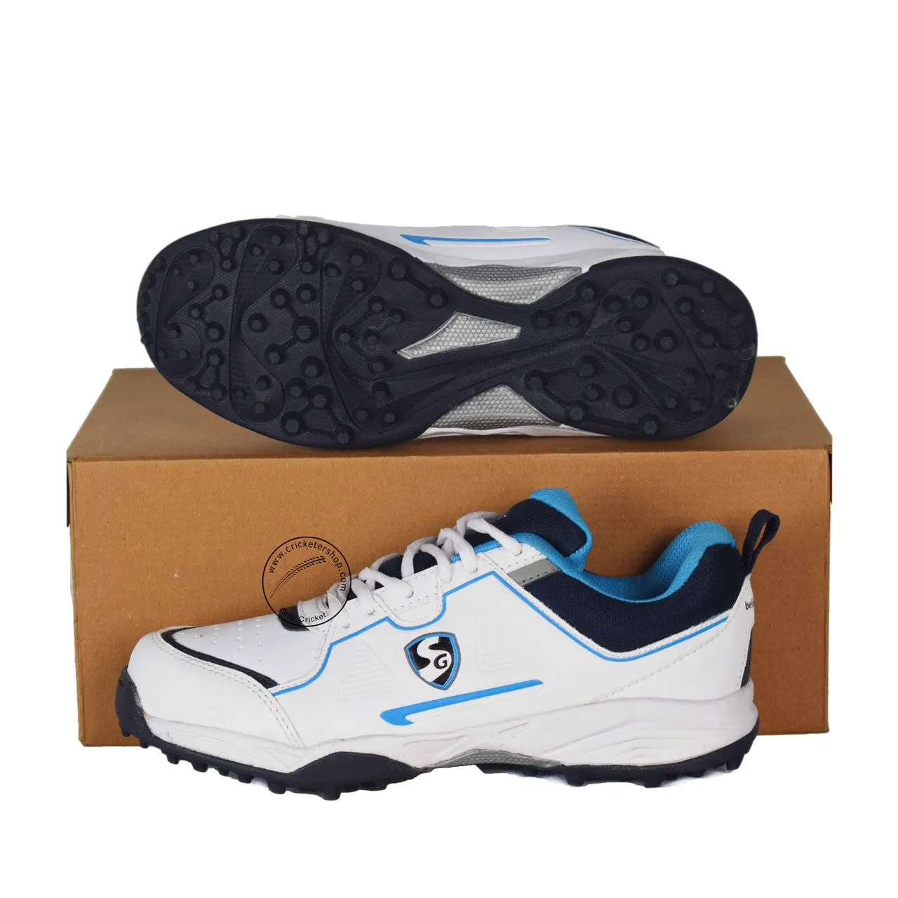 SG Club 5.0 Cricket Shoes Colour White Navy Teal