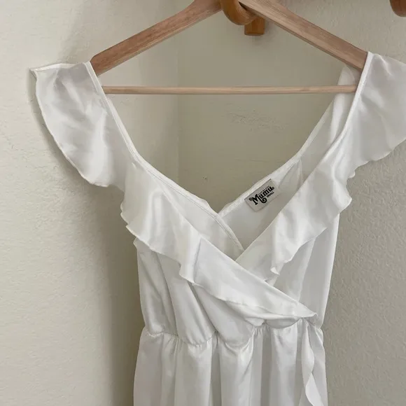 SHOW ME YOUR MUMU Samantha Ruffle Wrap Dress white size S