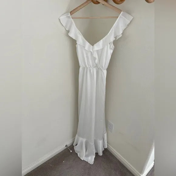 SHOW ME YOUR MUMU Samantha Ruffle Wrap Dress white size S