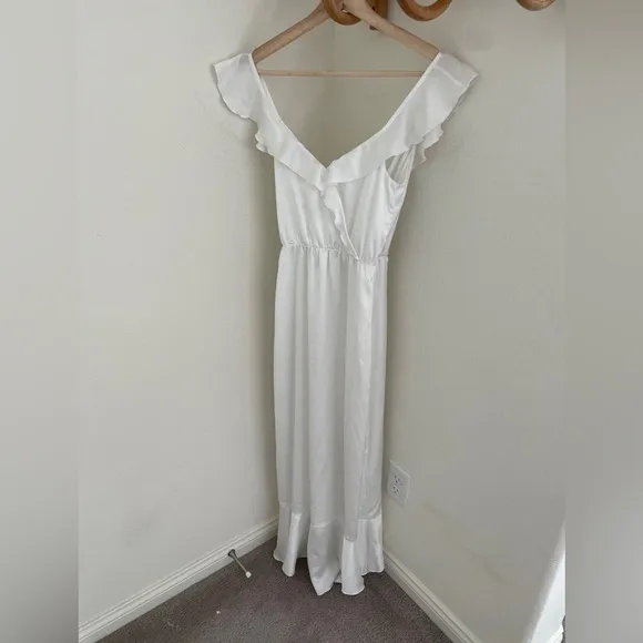 SHOW ME YOUR MUMU Samantha Ruffle Wrap Dress white size S