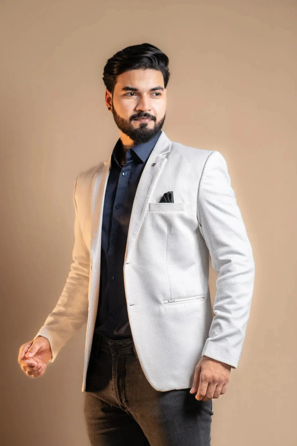 Simple White Formal Blazer for Men
