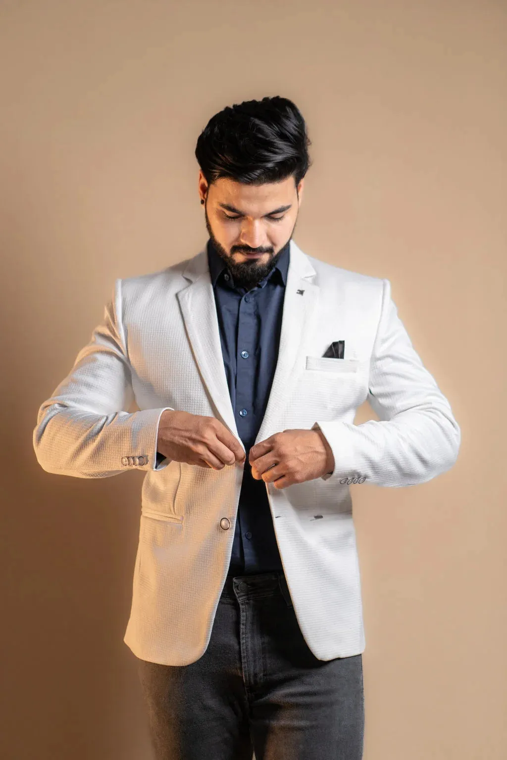 Simple White Formal Blazer for Men