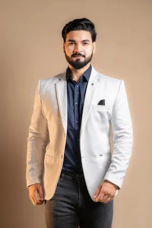Simple White Formal Blazer for Men