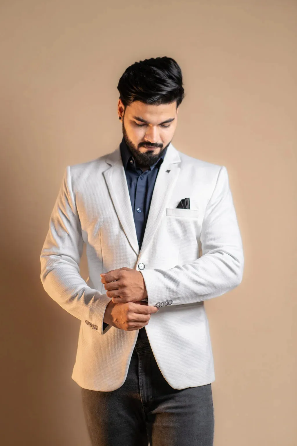 Simple White Formal Blazer for Men