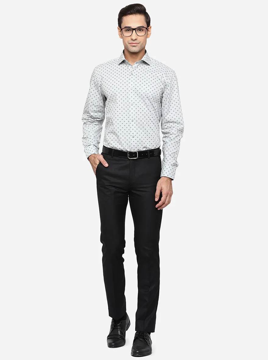 Sky Blue Printed Regular Fit Formal Shirt | JadeBlue
