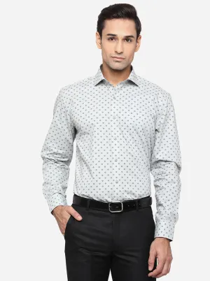 Sky Blue Printed Regular Fit Formal Shirt | JadeBlue