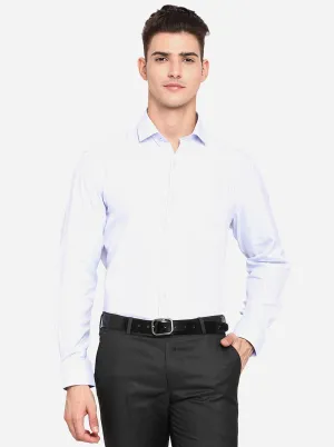 Sky Blue Striped Regular Fit Formal Shirt | JadeBlue