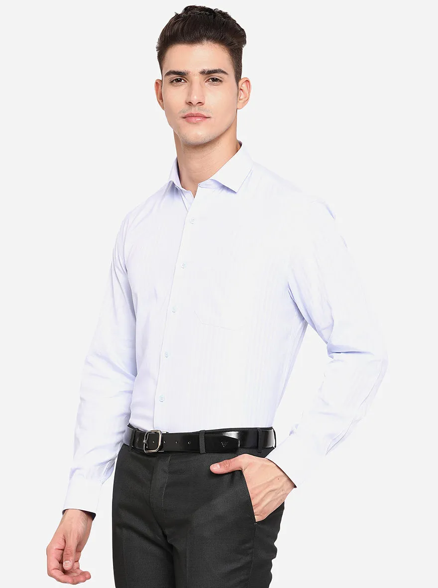 Sky Blue Striped Regular Fit Formal Shirt | JadeBlue