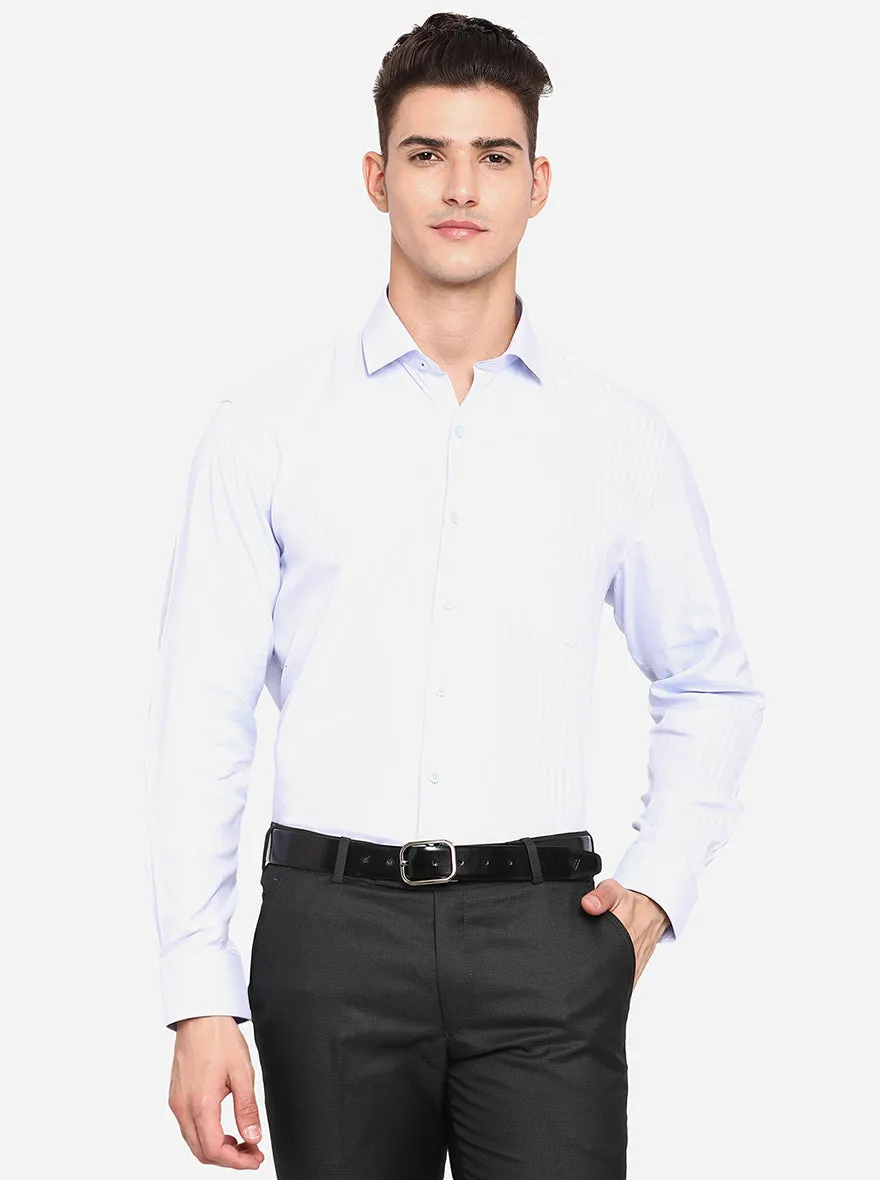 Sky Blue Striped Regular Fit Formal Shirt | JadeBlue