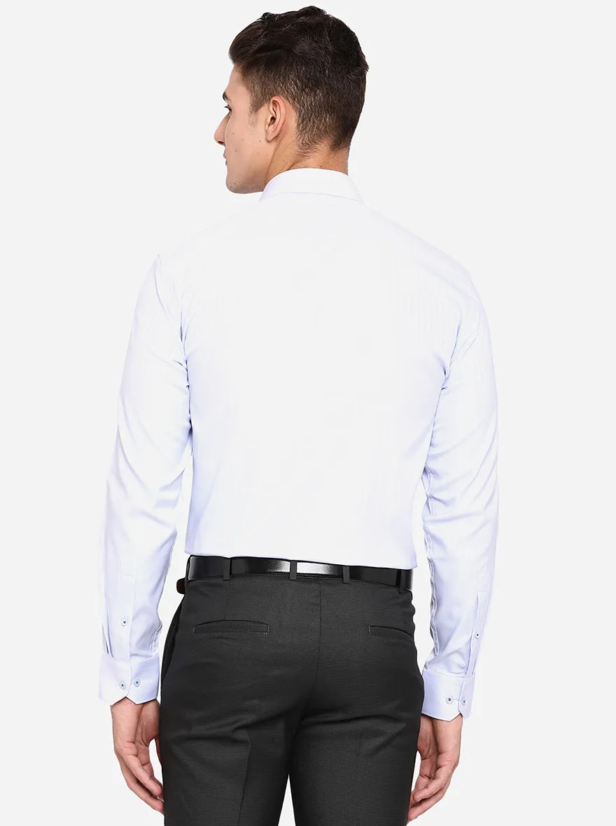 Sky Blue Striped Regular Fit Formal Shirt | JadeBlue