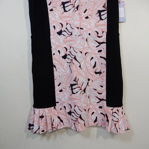 STELLA PARKER Active Tennis Dress Size S Coral Black Palm Built Short NEW $108