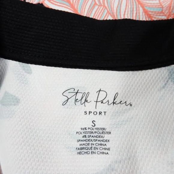 STELLA PARKER Active Tennis Dress Size S Coral Black Palm Built Short NEW $108