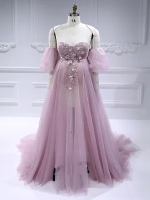 Sweetheart Maternity Dress for Wedding Pink Baby Shower Dress  #17776-1