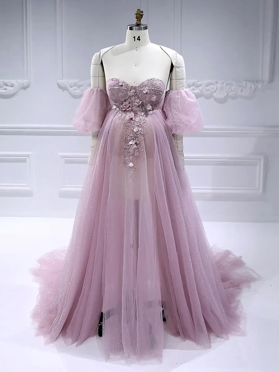 Sweetheart Maternity Dress for Wedding Pink Baby Shower Dress  #17776-1