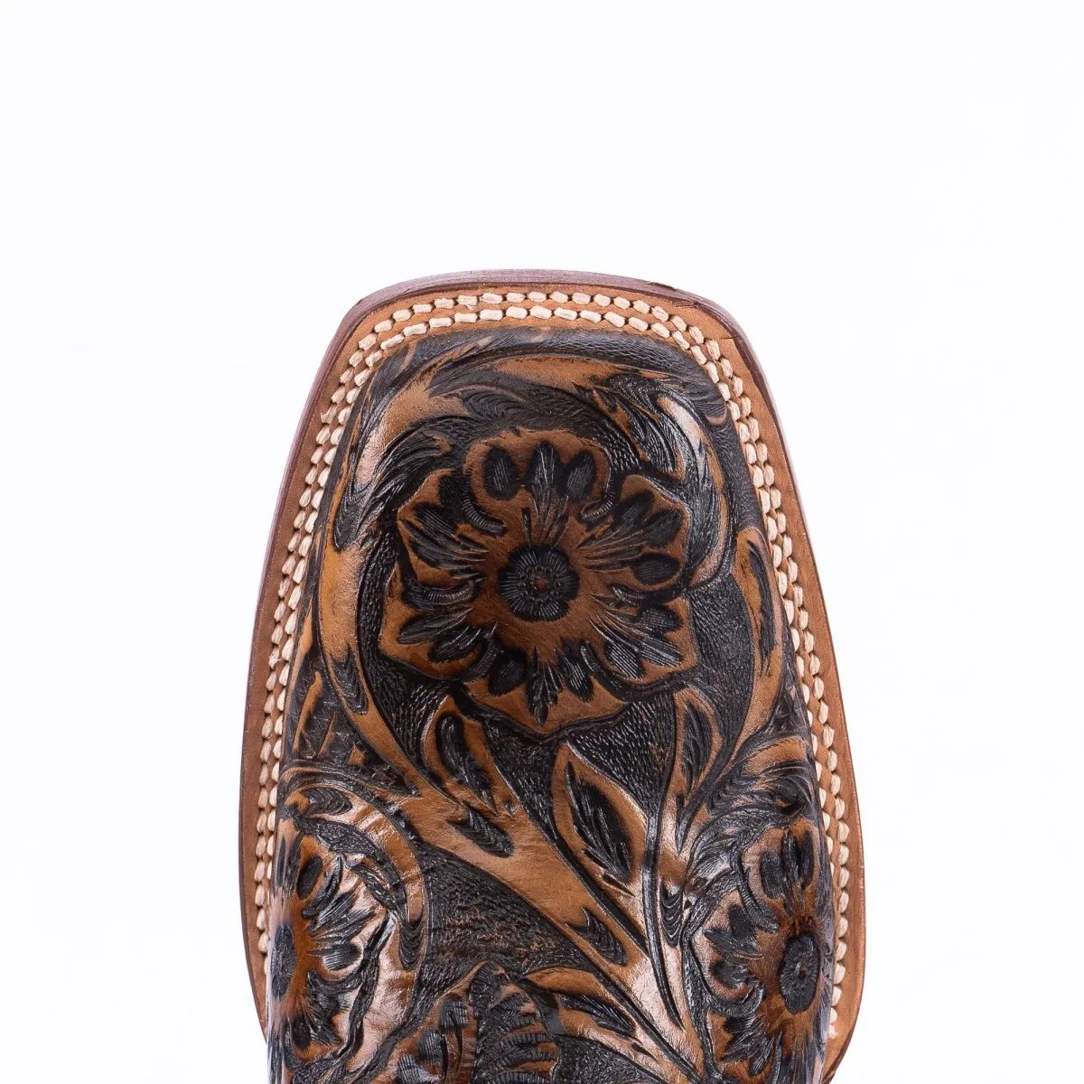 TANNER MARK MEN'S Print Hand Tooled Jungle Brown Cowboy Boots