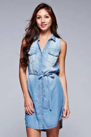 TRACTION - Tencel Sleeveless Collared Mini Dress