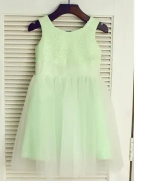 Tulle Princess Scoop Sleeveless Flower Girl Dresses