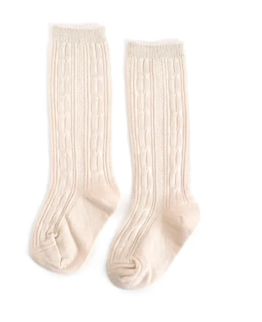 Vanilla cable knit knee high socks