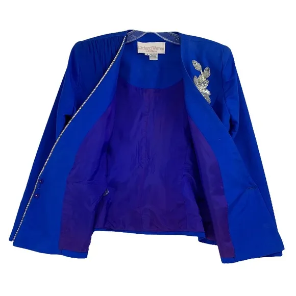 Vintage 100% Silk Double Breasted Formal Blazer Jacket by Richard Warren Petites