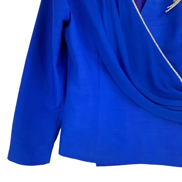 Vintage 100% Silk Double Breasted Formal Blazer Jacket by Richard Warren Petites