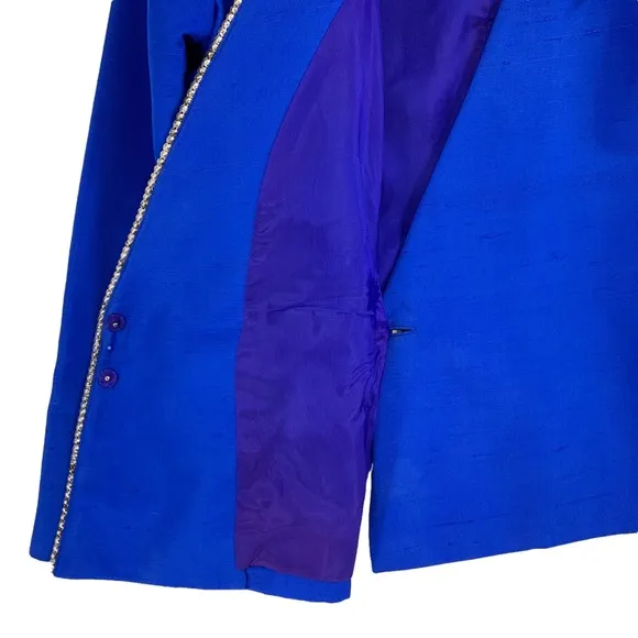 Vintage 100% Silk Double Breasted Formal Blazer Jacket by Richard Warren Petites
