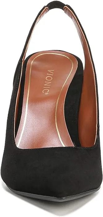 Vionic Women's Adalena Slingback Heeled Dress Shoe Black Suede