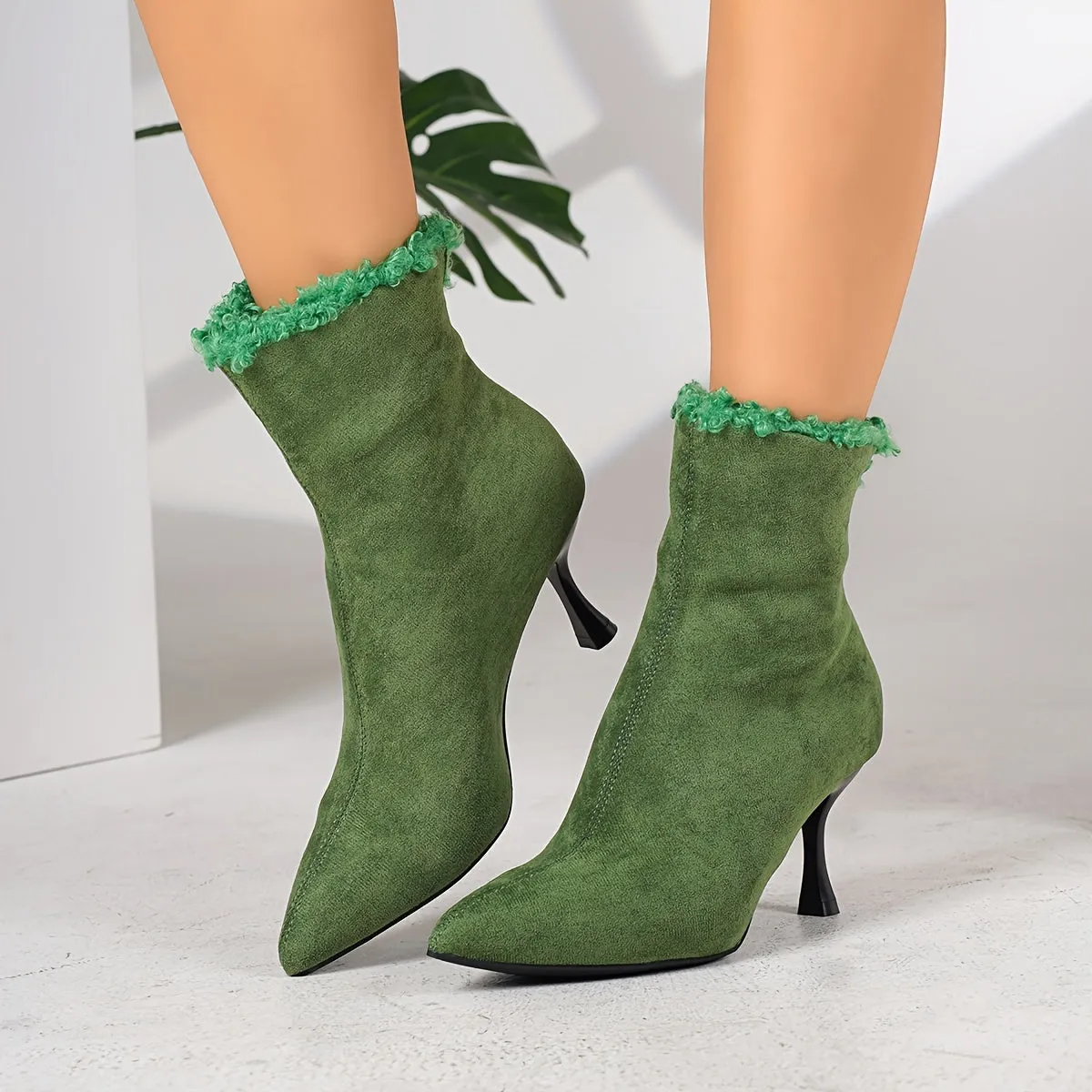 VougeVamp Elegant Ankle Boots – Pointed Toe Stiletto Heel Dress Boots