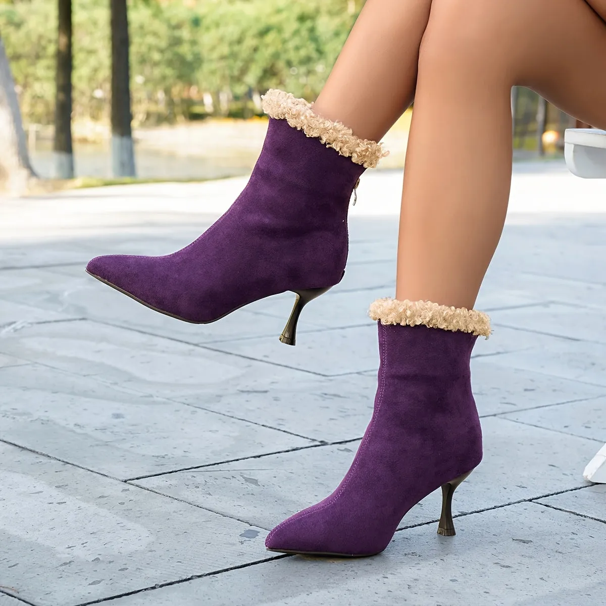 VougeVamp Elegant Ankle Boots – Pointed Toe Stiletto Heel Dress Boots