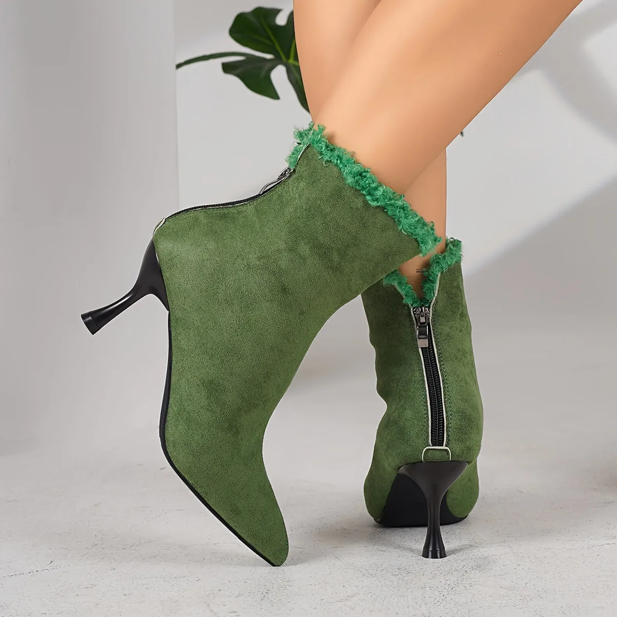 VougeVamp Elegant Ankle Boots – Pointed Toe Stiletto Heel Dress Boots