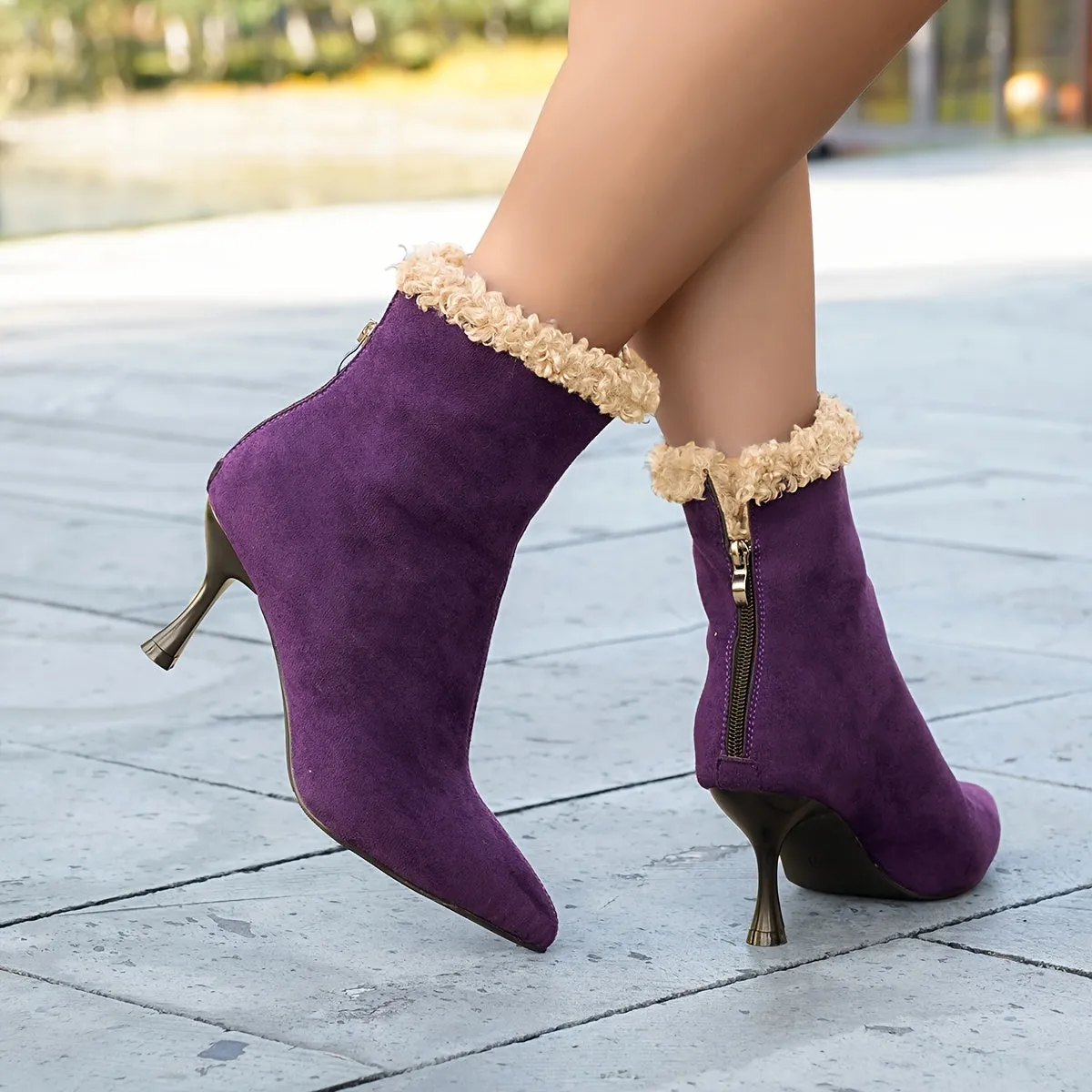 VougeVamp Elegant Ankle Boots – Pointed Toe Stiletto Heel Dress Boots