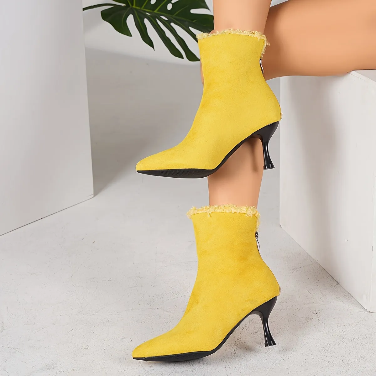 VougeVamp Elegant Ankle Boots – Pointed Toe Stiletto Heel Dress Boots