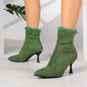 VougeVamp Elegant Ankle Boots – Pointed Toe Stiletto Heel Dress Boots