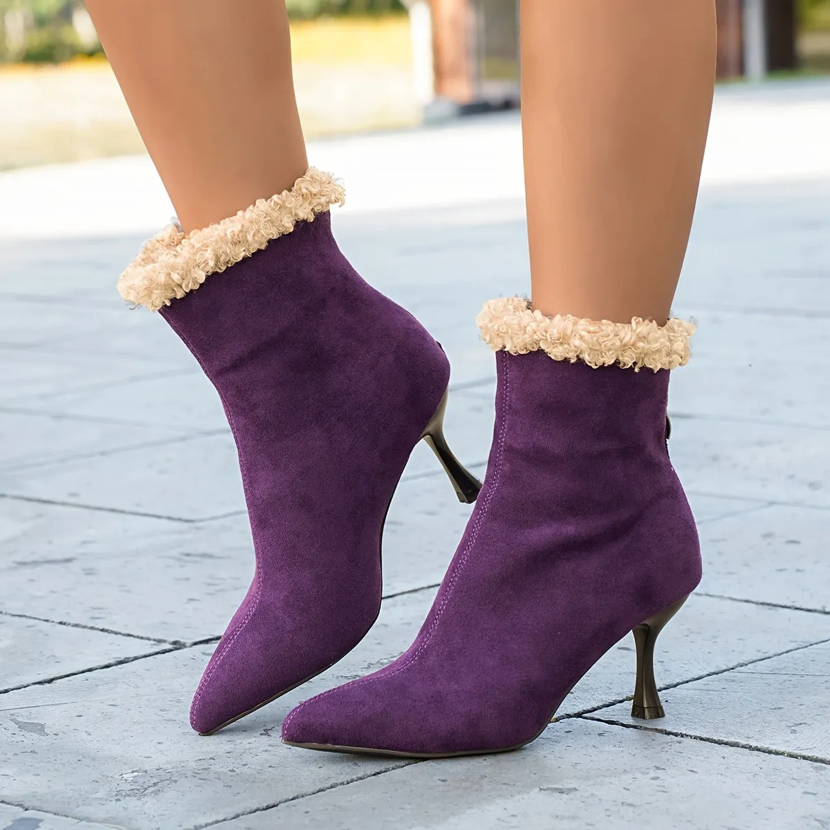 VougeVamp Elegant Ankle Boots – Pointed Toe Stiletto Heel Dress Boots