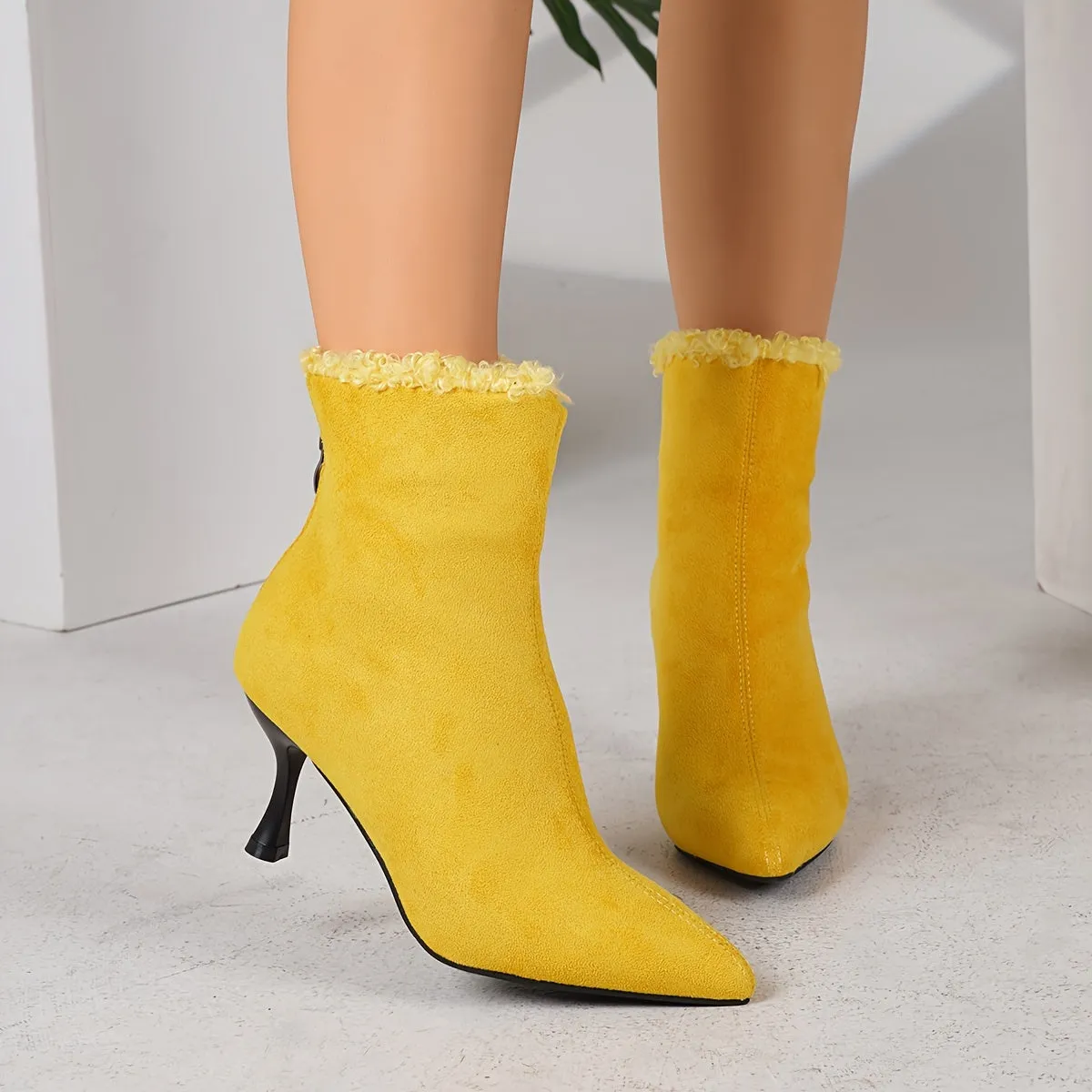 VougeVamp Elegant Ankle Boots – Pointed Toe Stiletto Heel Dress Boots