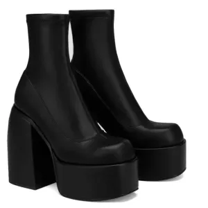 VougeVamp Women's Modern Platform Boots – Chunky Heel Leather Boots with Zipper Closure